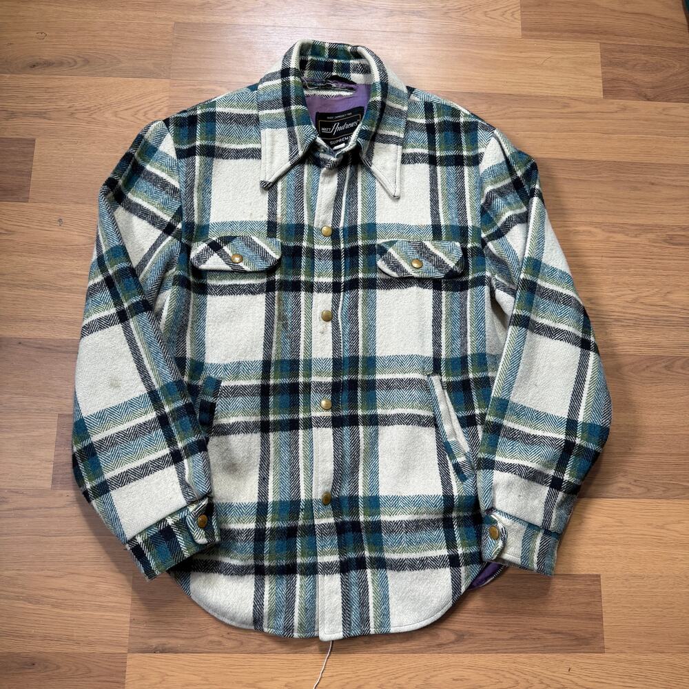 Men's Vintage 70's Matt Andrews Heavyweight Snap Wool Flannel Jacket Sz Medium